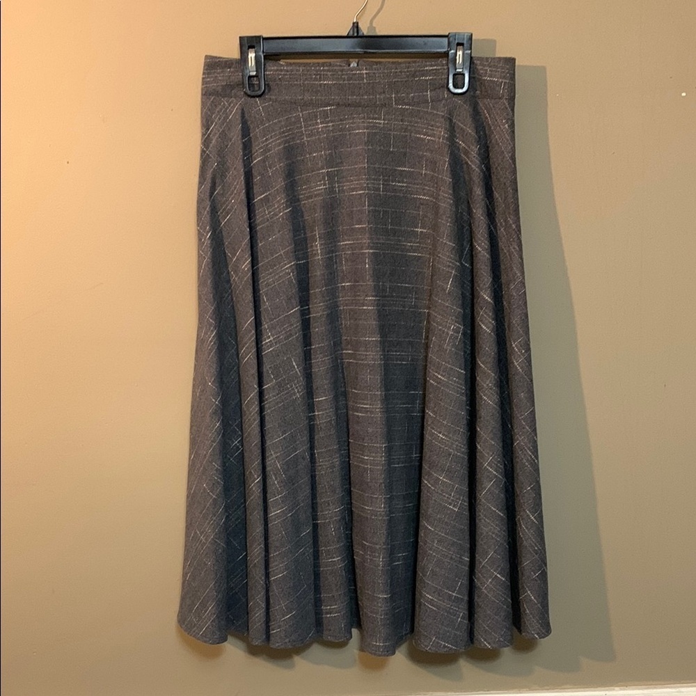 Amina Rubinacci Elegant Gray Women's Flared Midi Wool Blend Skirt